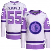 Men's Adidas Winnipeg Jets Mark Scheifele White/Purple Hockey Fights Cancer Primegreen Jersey - Authentic