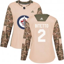 Women's Adidas Winnipeg Jets Anthony Bitetto Camo Veterans Day Practice Jersey - Authentic
