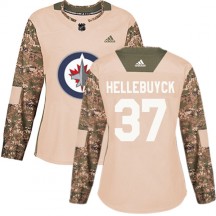 Women's Adidas Winnipeg Jets Connor Hellebuyck Camo Veterans Day Practice Jersey - Authentic