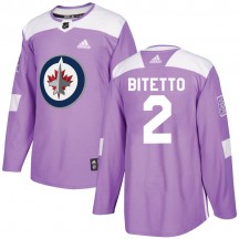 Men's Adidas Winnipeg Jets Anthony Bitetto Purple Fights Cancer Practice Jersey - Authentic