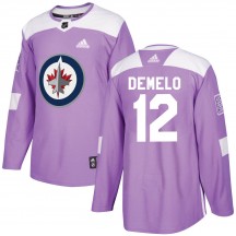 Men's Adidas Winnipeg Jets Dylan DeMelo Purple ized Fights Cancer Practice Jersey - Authentic