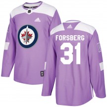 Men's Adidas Winnipeg Jets Anton Forsberg Purple Fights Cancer Practice Jersey - Authentic