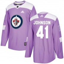 Men's Adidas Winnipeg Jets Luke Johnson Purple Fights Cancer Practice Jersey - Authentic
