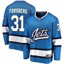 Men's Fanatics Branded Winnipeg Jets Anton Forsberg Blue Alternate Jersey - Breakaway