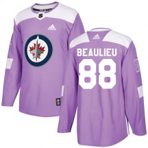 Youth Adidas Winnipeg Jets Nathan Beaulieu Purple Fights Cancer Practice Jersey - Authentic