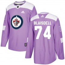 Youth Adidas Winnipeg Jets Harrison Blaisdell Purple Fights Cancer Practice Jersey - Authentic