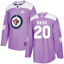 Youth Adidas Winnipeg Jets Riley Nash Purple Fights Cancer Practice Jersey - Authentic