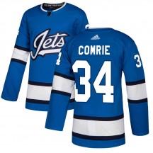 Men's Adidas Winnipeg Jets Eric Comrie Blue ized Alternate Jersey - Authentic