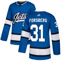 Men's Adidas Winnipeg Jets Anton Forsberg Blue Alternate Jersey - Authentic