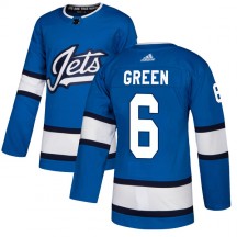 Men's Adidas Winnipeg Jets Ted Green Blue Alternate Jersey - Authentic