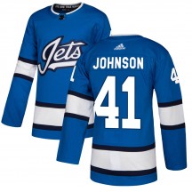 Men's Adidas Winnipeg Jets Luke Johnson Blue Alternate Jersey - Authentic