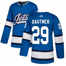 Men's Adidas Winnipeg Jets Ashton Sautner Blue Alternate Jersey - Authentic