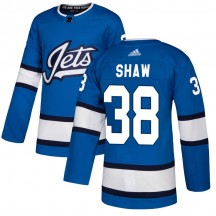 Men's Adidas Winnipeg Jets Logan Shaw Blue Alternate Jersey - Authentic