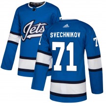 Men's Adidas Winnipeg Jets Evgeny Svechnikov Blue Alternate Jersey - Authentic