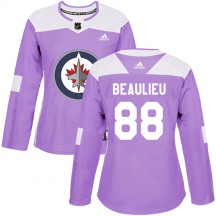 Women's Adidas Winnipeg Jets Nathan Beaulieu Purple Fights Cancer Practice Jersey - Authentic