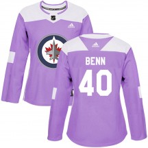 Women's Adidas Winnipeg Jets Jordie Benn Purple Fights Cancer Practice Jersey - Authentic
