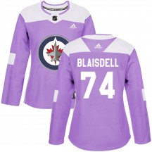 Women's Adidas Winnipeg Jets Harrison Blaisdell Purple Fights Cancer Practice Jersey - Authentic
