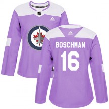 Women's Adidas Winnipeg Jets Laurie Boschman Purple Fights Cancer Practice Jersey - Authentic