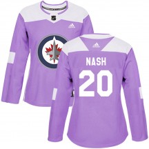 Women's Adidas Winnipeg Jets Riley Nash Purple Fights Cancer Practice Jersey - Authentic