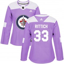 Women's Adidas Winnipeg Jets David Rittich Purple Fights Cancer Practice Jersey - Authentic