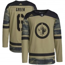 Men's Adidas Winnipeg Jets Ted Green Green Camo Military Appreciation Practice Jersey - Authentic
