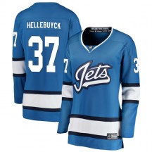 Women's Fanatics Branded Winnipeg Jets Connor Hellebuyck Blue Alternate Jersey - Breakaway