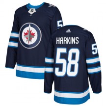 Men's Adidas Winnipeg Jets Jansen Harkins Navy Jersey - Authentic