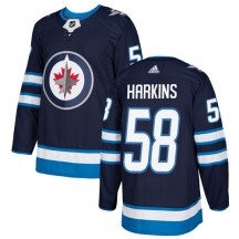 Youth Adidas Winnipeg Jets Jansen Harkins Navy Blue Home Jersey - Authentic