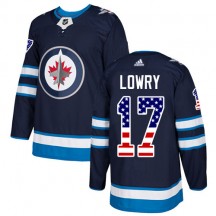 Youth Adidas Winnipeg Jets Adam Lowry Navy Blue USA Flag Fashion Jersey - Authentic