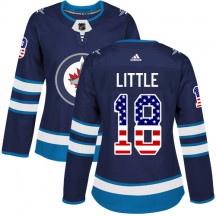 Women's Adidas Winnipeg Jets Bryan Little Navy Blue USA Flag Fashion Jersey - Authentic