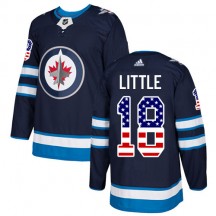 Youth Adidas Winnipeg Jets Bryan Little Navy Blue USA Flag Fashion Jersey - Authentic