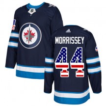 Men's Adidas Winnipeg Jets Josh Morrissey Navy Blue USA Flag Fashion Jersey - Authentic