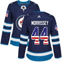Women's Adidas Winnipeg Jets Josh Morrissey Navy Blue USA Flag Fashion Jersey - Authentic