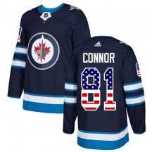 Youth Adidas Winnipeg Jets Kyle Connor Navy Blue USA Flag Fashion Jersey - Authentic