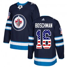 Youth Adidas Winnipeg Jets Laurie Boschman Navy Blue USA Flag Fashion Jersey - Authentic