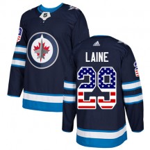 Men's Adidas Winnipeg Jets Patrik Laine Navy Blue USA Flag Fashion Jersey - Authentic