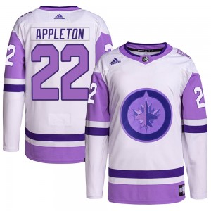 Men's Adidas Winnipeg Jets Mason Appleton White/Purple Hockey Fights Cancer Primegreen Jersey - Authentic