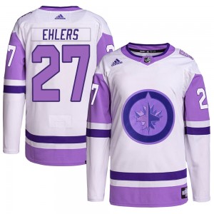Men's Adidas Winnipeg Jets Nikolaj Ehlers White/Purple Hockey Fights Cancer Primegreen Jersey - Authentic