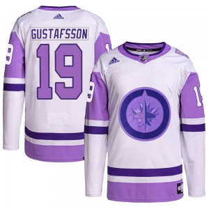 Men's Adidas Winnipeg Jets David Gustafsson White/Purple Hockey Fights Cancer Primegreen Jersey - Authentic