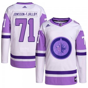 Men's Adidas Winnipeg Jets Axel Jonsson-Fjallby White/Purple Hockey Fights Cancer Primegreen Jersey - Authentic