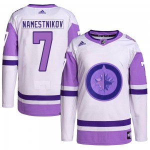 Men's Adidas Winnipeg Jets Vladislav Namestnikov White/Purple Hockey Fights Cancer Primegreen Jersey - Authentic