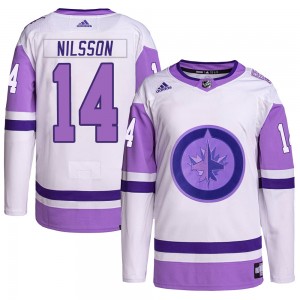 Men's Adidas Winnipeg Jets Ulf Nilsson White/Purple Hockey Fights Cancer Primegreen Jersey - Authentic