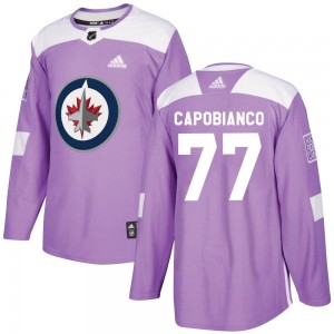 Men's Adidas Winnipeg Jets Kyle Capobianco Purple Fights Cancer Practice Jersey - Authentic