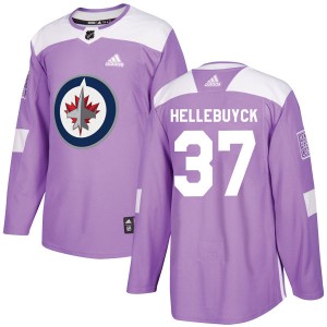Men's Adidas Winnipeg Jets Connor Hellebuyck Purple Fights Cancer Practice Jersey - Authentic