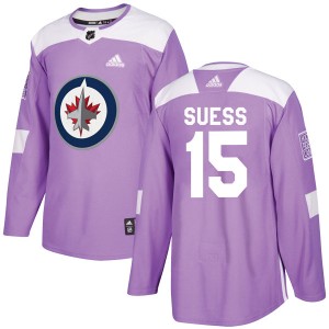 Men's Adidas Winnipeg Jets C.J. Suess Purple Fights Cancer Practice Jersey - Authentic