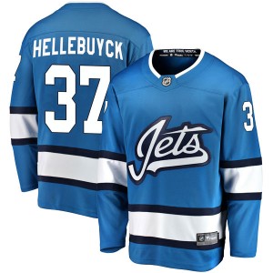 Men's Fanatics Branded Winnipeg Jets Connor Hellebuyck Blue Alternate Jersey - Breakaway