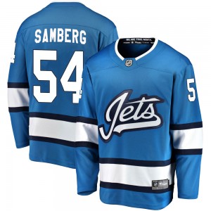 Men's Fanatics Branded Winnipeg Jets Dylan Samberg Blue Alternate Jersey - Breakaway