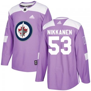 Youth Adidas Winnipeg Jets Henri Nikkanen Purple Fights Cancer Practice Jersey - Authentic