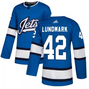 Men's Adidas Winnipeg Jets Simon Lundmark Blue Alternate Jersey - Authentic