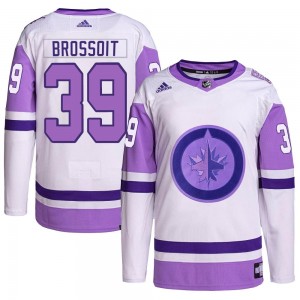 Youth Adidas Winnipeg Jets Laurent Brossoit White/Purple Hockey Fights Cancer Primegreen Jersey - Authentic